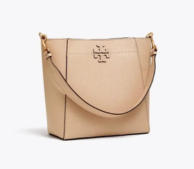Tory Burch Camel Pebbled Leather Bucket Bag